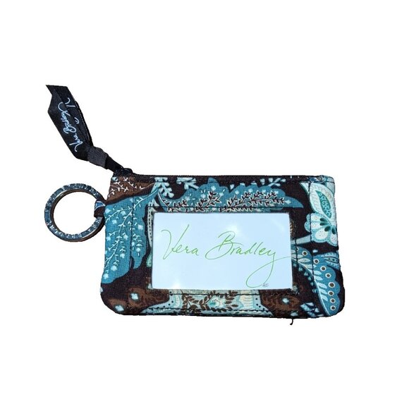 Vera Bradley Java Blue I.D. Coin Purse Travel Small Packable - Picture 1 of 9
